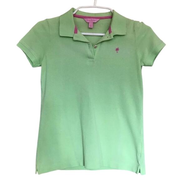 Lily Pulitzer Lime Green Polo  Preppy Golf Academia School Girl Front Button - Picture 1 of 7